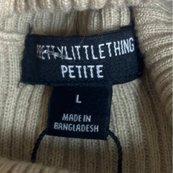 PrettyLittleThing Turtle Neck Knit Sweater Womens Large Petite LP Stone New - Picture 5 of 9